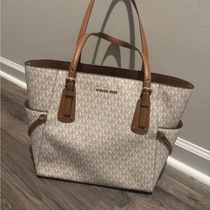 Michael Kors Cream and Tan Tote Bag